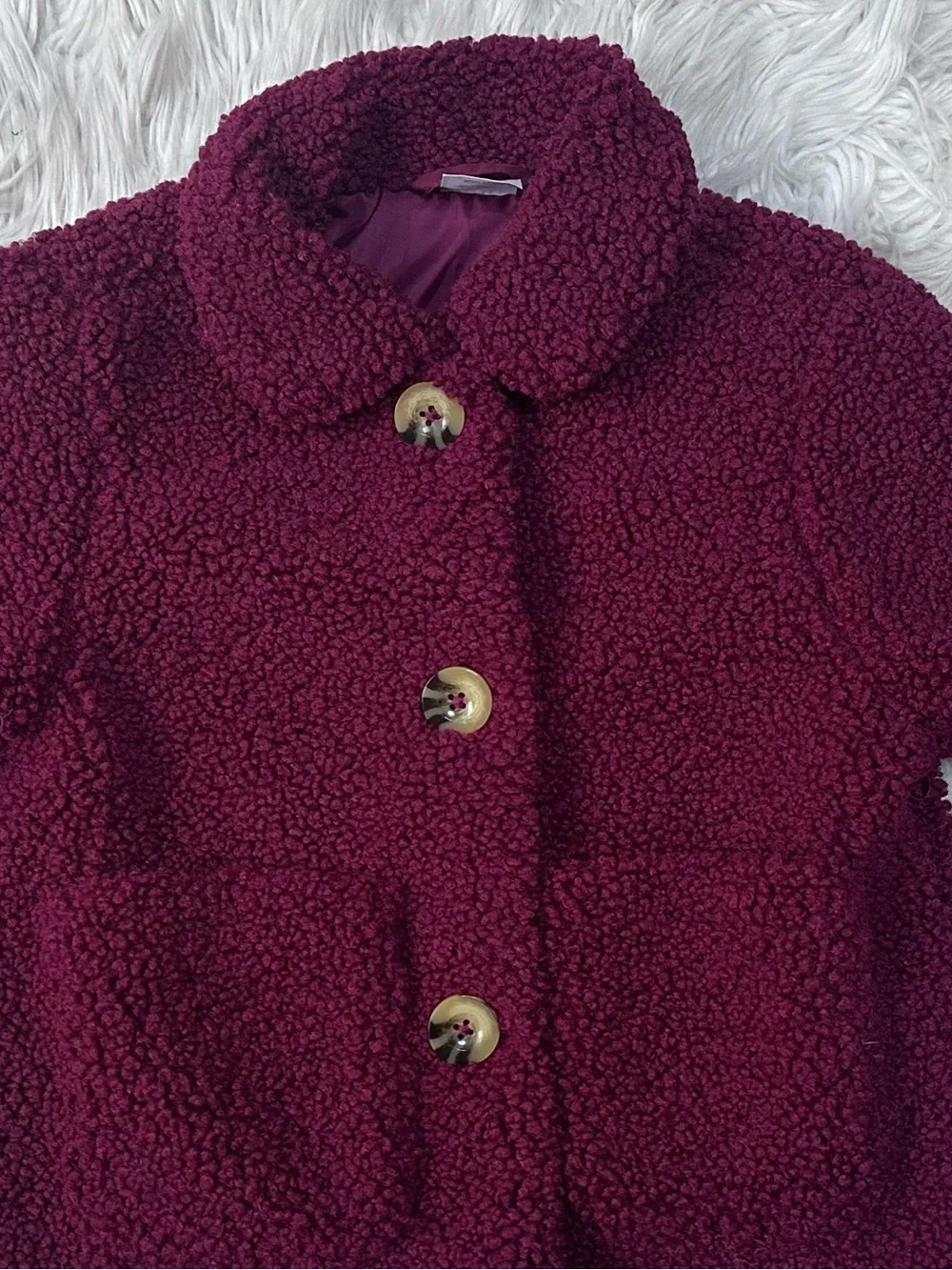 wonder nation Plush Teddy Coat Duo in Plum and Camel